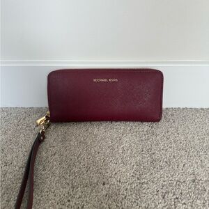 Michael Kors Deep Red Wristlet Wallet